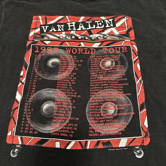 Vintage Van Halen 1993 Tour T Shirt Men’s Size XL Black Single Stitch USA 90s - Picture 9 of 10